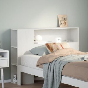 Testiera con Ripiani Bianca 75 cm in Legno Massello di Pino
