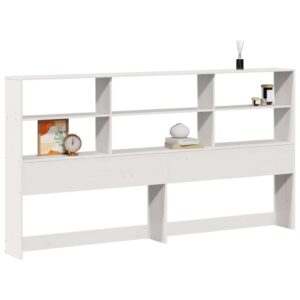 Testiera con Ripiani Bianca 180 cm in Legno Massello di Pino