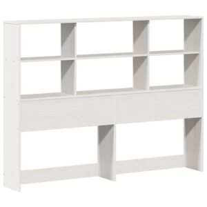 Testiera con Ripiani Bianca 140 cm in Legno Massello di Pino