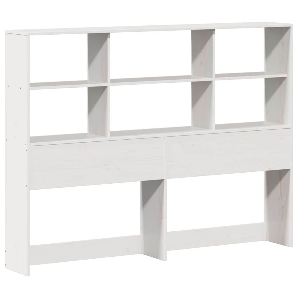 Testiera con Ripiani Bianca 140 cm in Legno Massello di Pino
