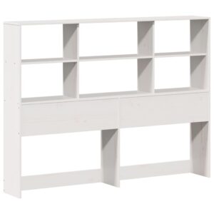 Testiera con Ripiani Bianca 120 cm in Legno Massello di Pino