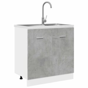 Armadio per Lavabo “Lyon” Grigio Cemento 80x46x81,5 cm in