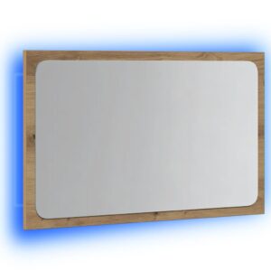 Specchio da Bagno con Luci LED Rovere Artigianale 60x8,5x38 cm