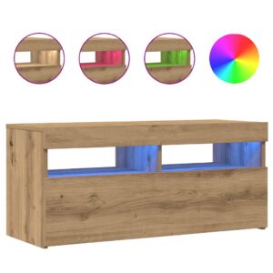 Mobile Porta TV con LED Artigianale 90x35x40 cm Multistrato