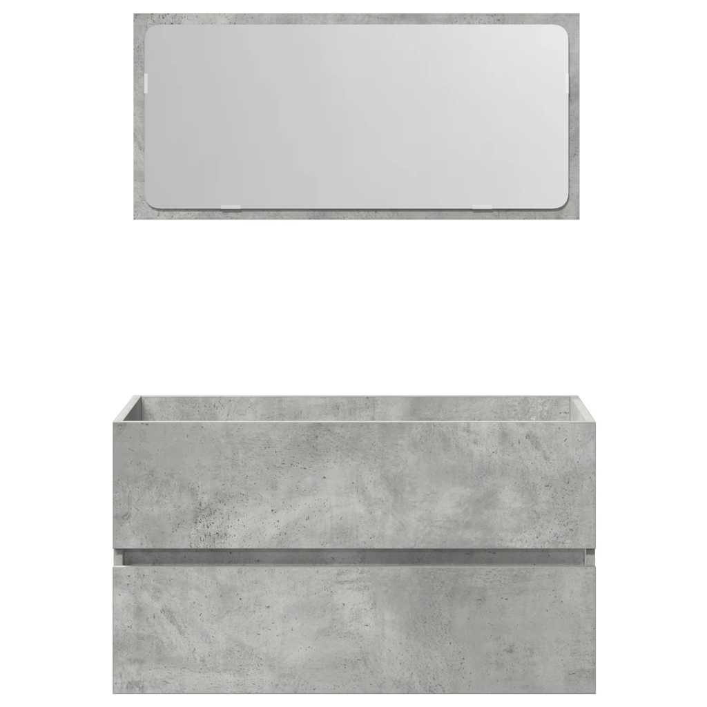 Mobile da Bagno con Specchio Grigio Cemento Legno Multistrato