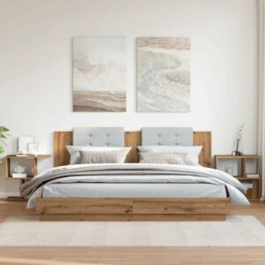 Comodini 2pz Rovere Artigianale 50x30x51,5 cm Legno Multistrato