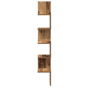 Mensola Angolare Legno Antico 20x20x127,5 cm Legno Multistrato