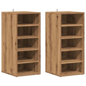 Scarpiere 2 pz Rovere Artigianale 32x35x70 cm in Truciolato