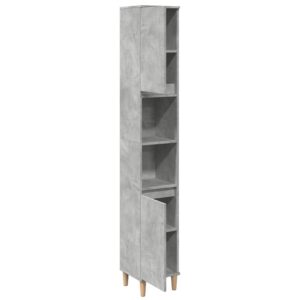 Armadietto Bagno Grigio Cemento 30x30x190 cm Legno Multistrato