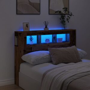 Testiera LED Legno Antico 140x18,5x103,5 cm Legno Multistrato