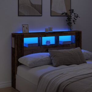 Testiera LED Legno Antico 160x18,5x103,5 cm Legno Multistrato