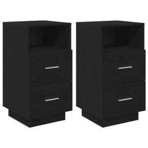 Comodini 2 pz con 2 Cassetti Neri 36x36x68 cm