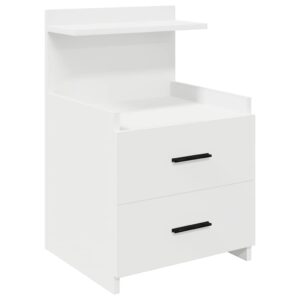 Comodino con 2 Cassetti Bianco 40x36,5x62 cm