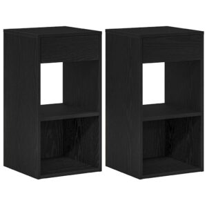 Comodini con Cassetto 2 pz Rovere Neri 35x34x66,5 cm