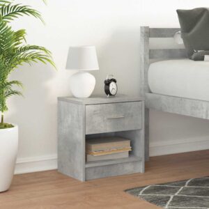 Comodino con Cassetto Grigio Cemento 39x28x41 cm