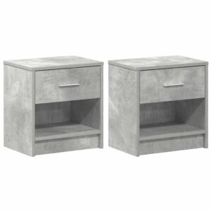 Comodini 2 pz con Cassetto Grigio Cemento 39x28x41 cm