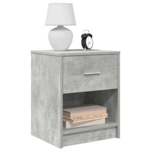 Comodino con Cassetto Grigio Cemento 40x34x50 cm