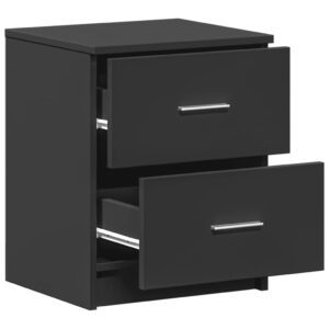Comodino con 2 Cassetti Nero 40x36x50 cm