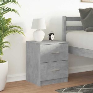 Comodino con 2 Cassetti Grigio Cemento 40x36x50 cm