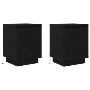 Comodini con Luci LED 2 pz Nero 38x34x50 cm