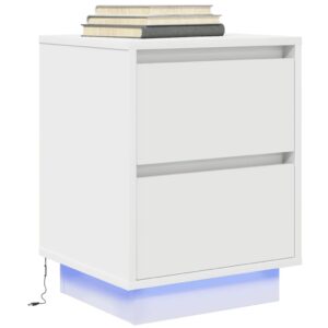 Comodino con Luci a LED Bianco 38x34x50 cm
