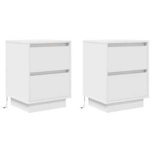 Comodini con Luci a LED 2 pz Bianco 38x34x50 cm