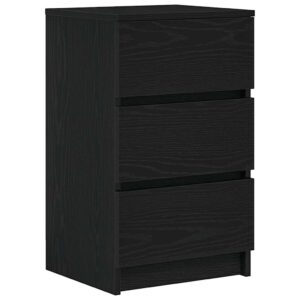 Comodini con 3 Cassetti 2 pz Nero 39x35x65 cm