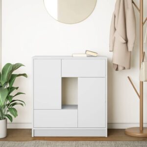 Credenza con Cassetti e Ante Bianco 70,5x34x74,5 cm
