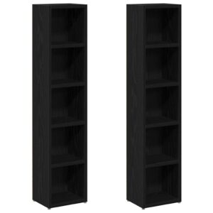 Scaffali Porta CD 2 pz Rovere Nero 21x16x93,5 cm in Truciolato