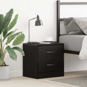 Comodino Rovere Nero 40x30x40 cm in Legno Multistrato