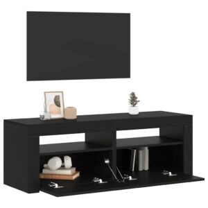 Mobile Porta TV con LED Rovere Nero 120x35x40 cm Multistrato