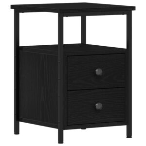 Comodino Rovere Nero 34x35,5x50 cm in Legno Multistrato