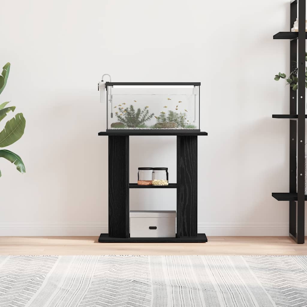 Supporto Acquario 60x30x60 cm Legno Multistrato Rovere Nero