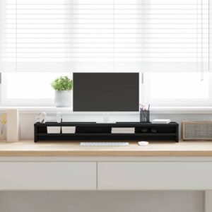 Supporto per Monitor Rovere Nero 100x24x13 cm Legno Multistrato