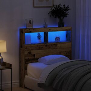 Testiera con Contenitore a LED Legno Antico 100x17x102 cm