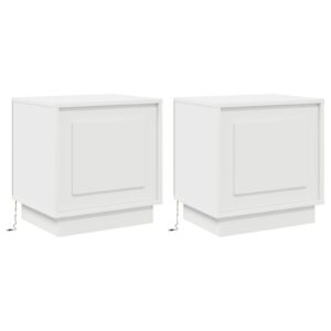 Comodini con Luci LED 2 pz Bianco 44x34,5x45 cm