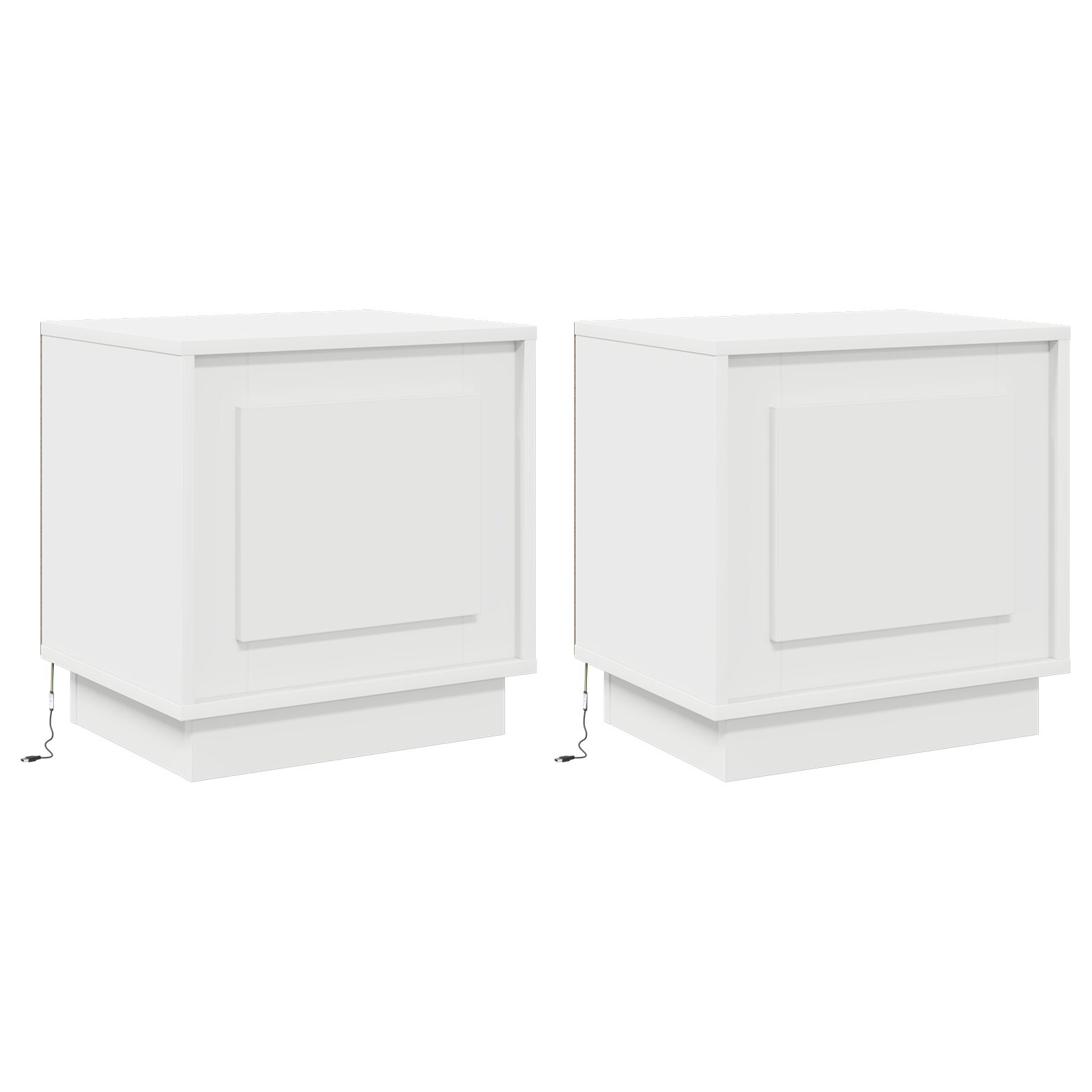 Comodini con Luci LED 2 pz Bianco 44x34,5x45 cm