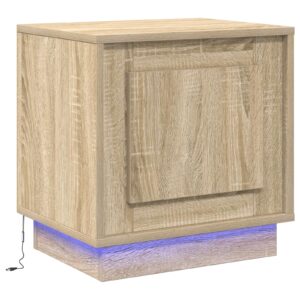 Comodino  con luci LED Rovere Sonoma 44x34,5x45 cm