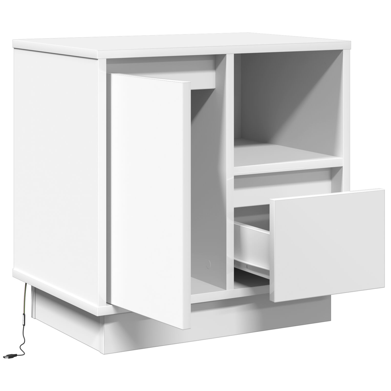 Comodino  con LED Bianco 50x34,5x50 cm