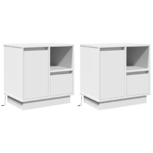 Comodini con LED 2 pz Bianco 50x34,5x50 cm