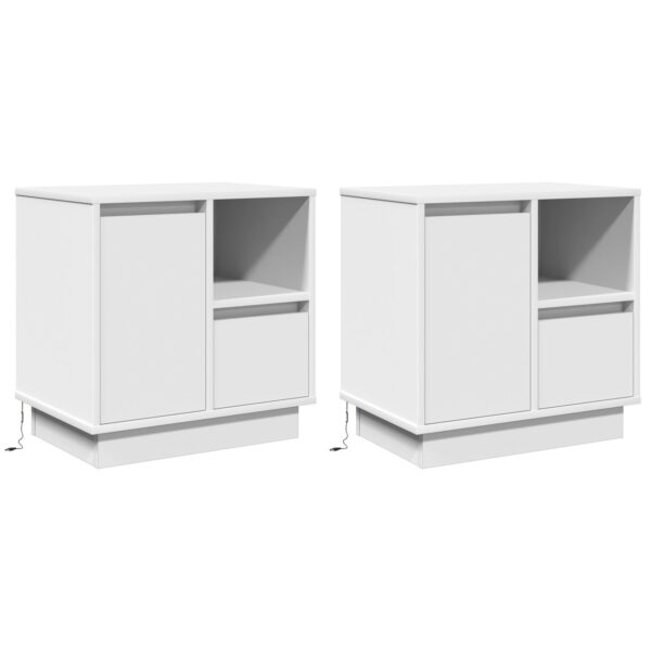 Comodini con LED 2 pz Bianco 50x34,5x50 cm