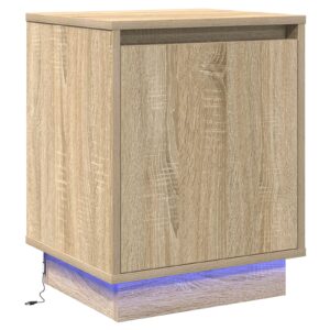 Comodino  con luci LED Rovere Sonoma 39x34,5x50 cm