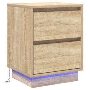 Comodino  con luci LED Rovere di Sonoma 39x34.5x50 cm