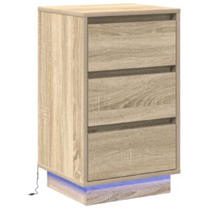 Comodino  con LED Rovere Sonama 39x34,5x65 cm Legno ingegnerizzato