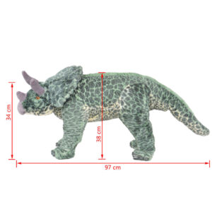 Dinosauro Triceratops in Peluche in Piedi Verde XXL