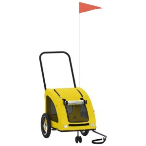 Rimorchio da Bici per Animali Giallo Oxford e Ferro