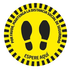 ETICHETTA ADESIVA ROTONDA PER PAVIMENTI - DISTANZA DI SICUREZZA