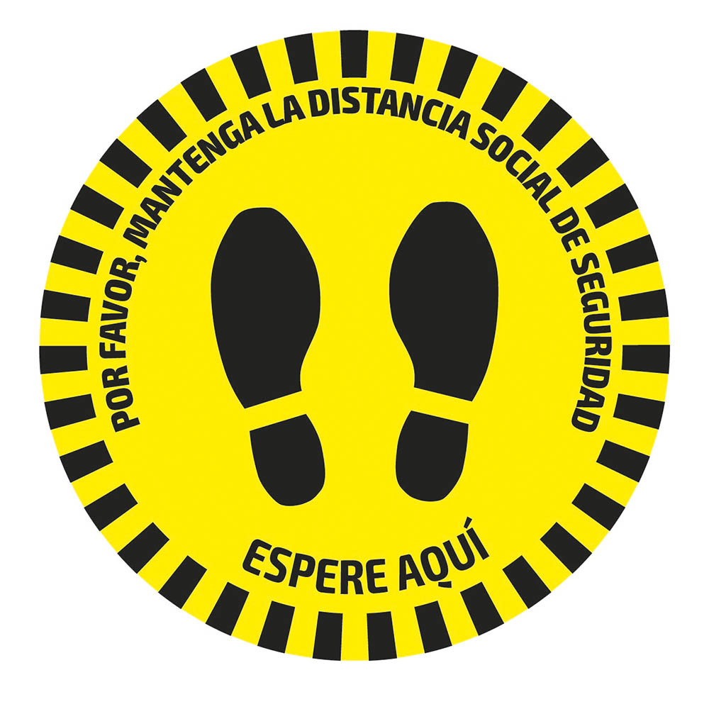 ETICHETTA ADESIVA ROTONDA PER PAVIMENTI - DISTANZA DI SICUREZZA