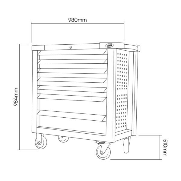 CARRELLO PORTA-UTENSILI XL CON 7 CASSETTI VUOTI - VERDE