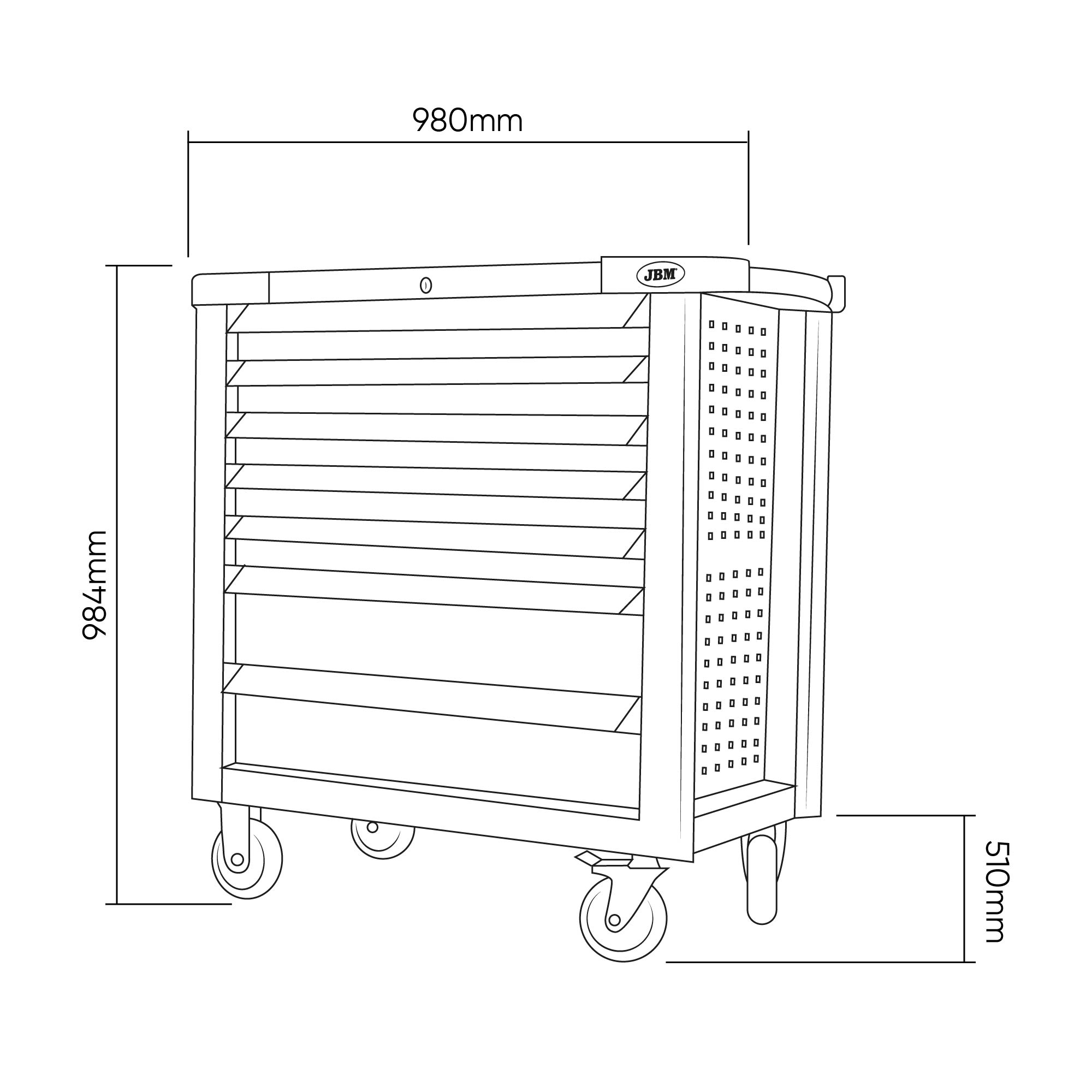 CARRELLO PORTA-UTENSILI XL CON 7 CASSETTI VUOTI - VERDE